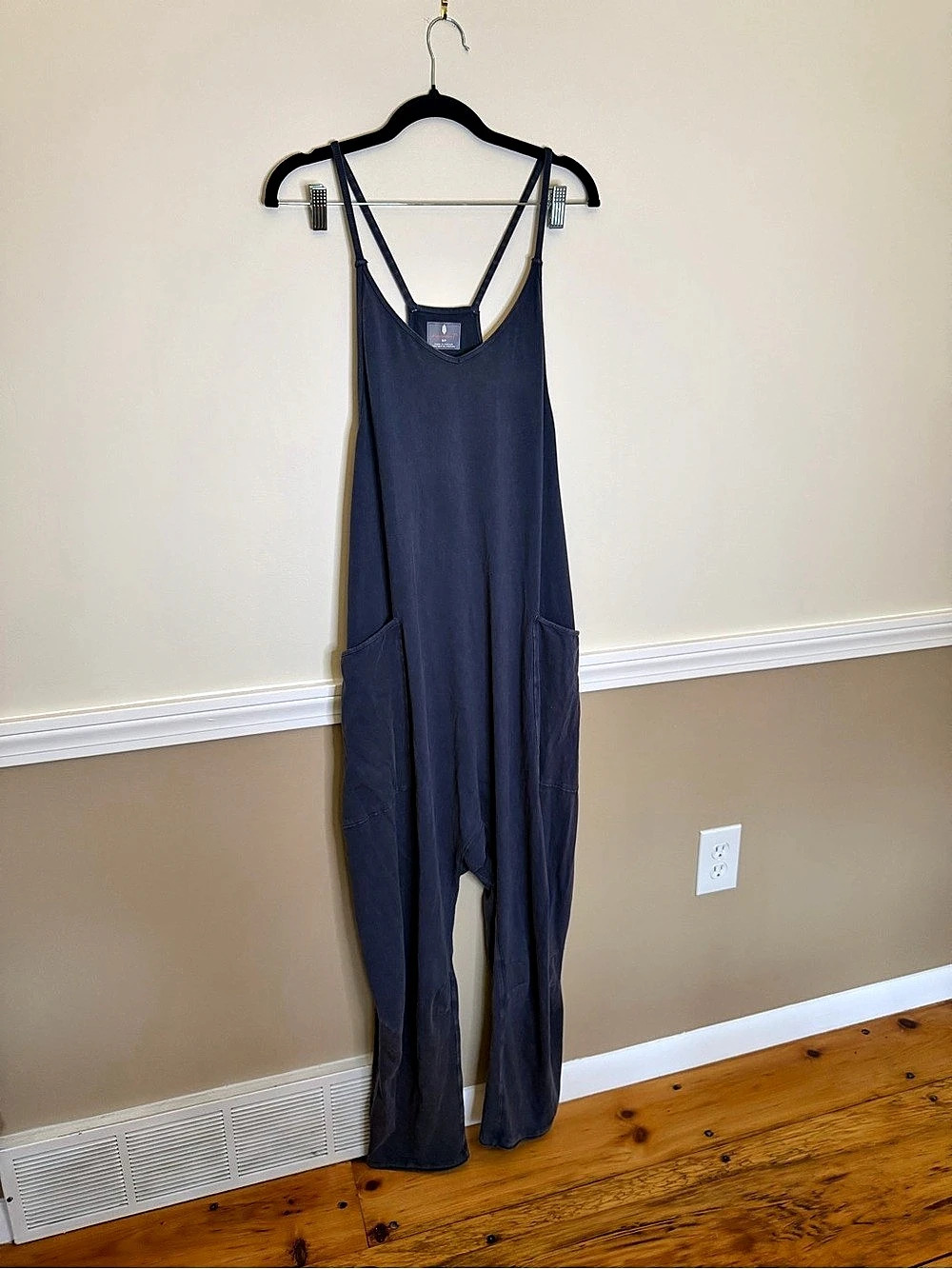 Free People Hot Shot Onesie Blue Wide-Leg Jumpsuit